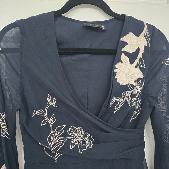 ASOS Black Midi Dress with White Floral Embroidery - Picture 6 of 11